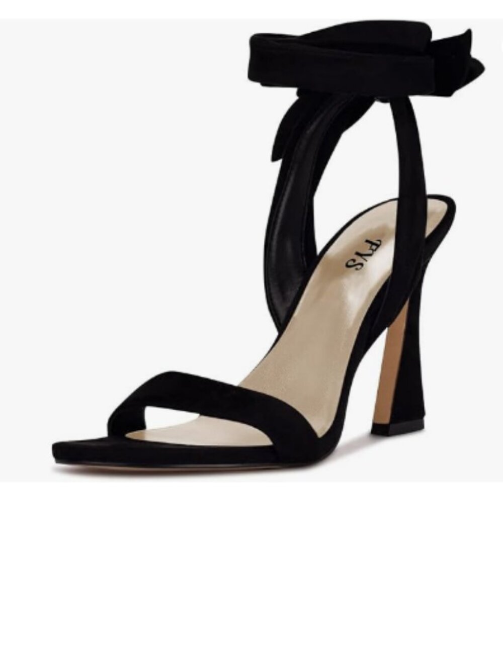 FYS Black Sexy Open Toe Spool High Heel Satin Lace up Ankle Strap Sandals